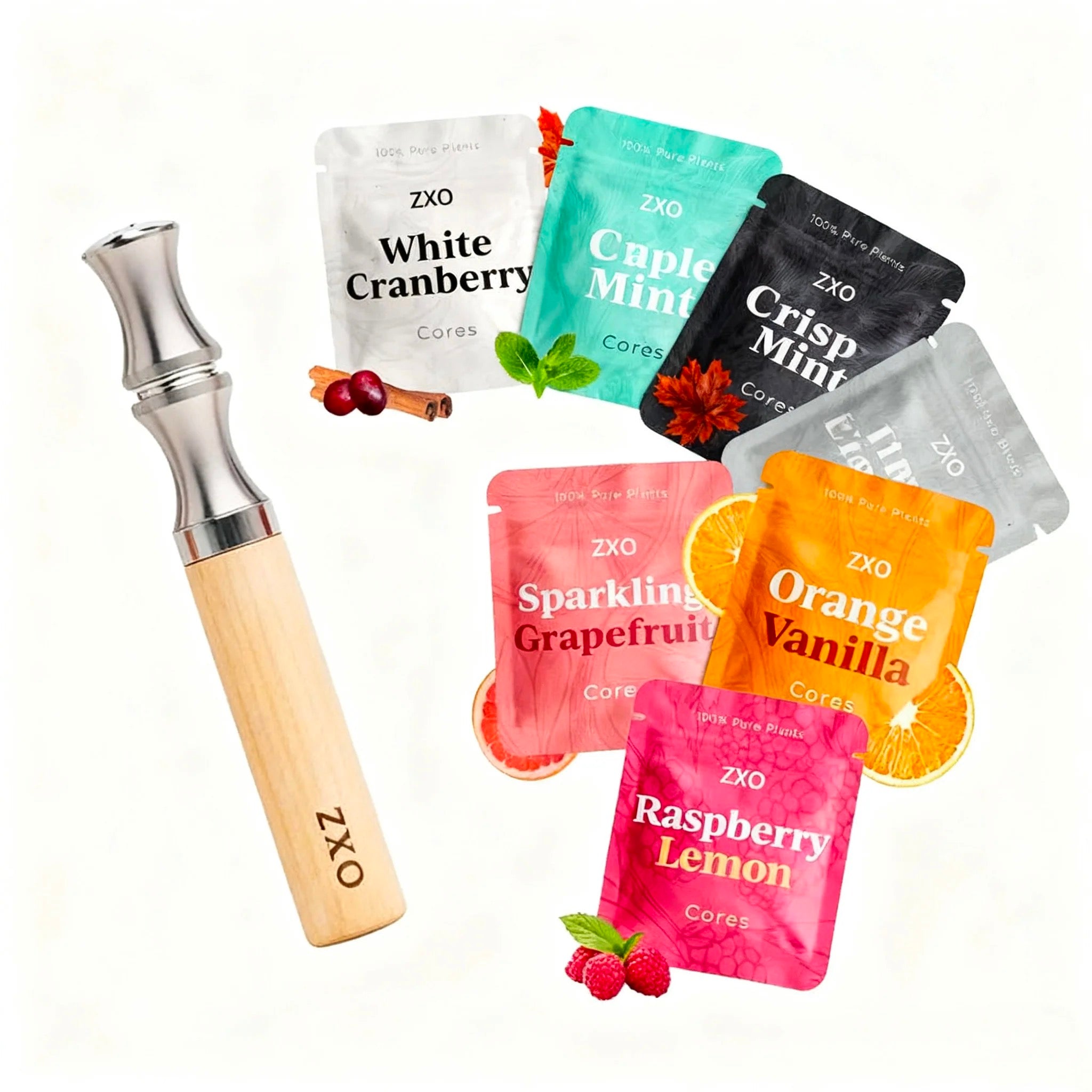 Natural fruit flavor inhaler Bundle -natural wood+8cores